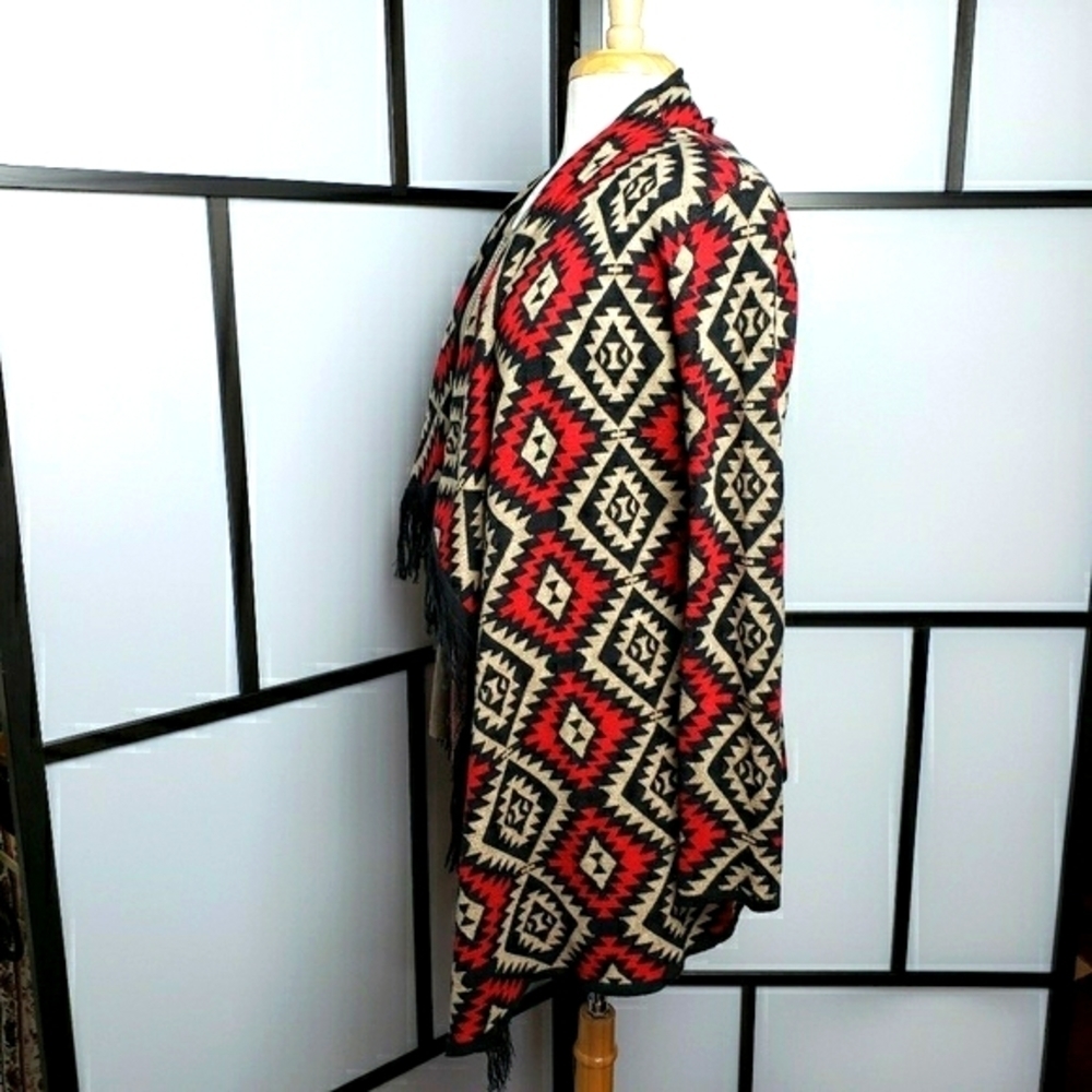 Grace Elements Fringe Front Aztec Open Cardigan - image 2